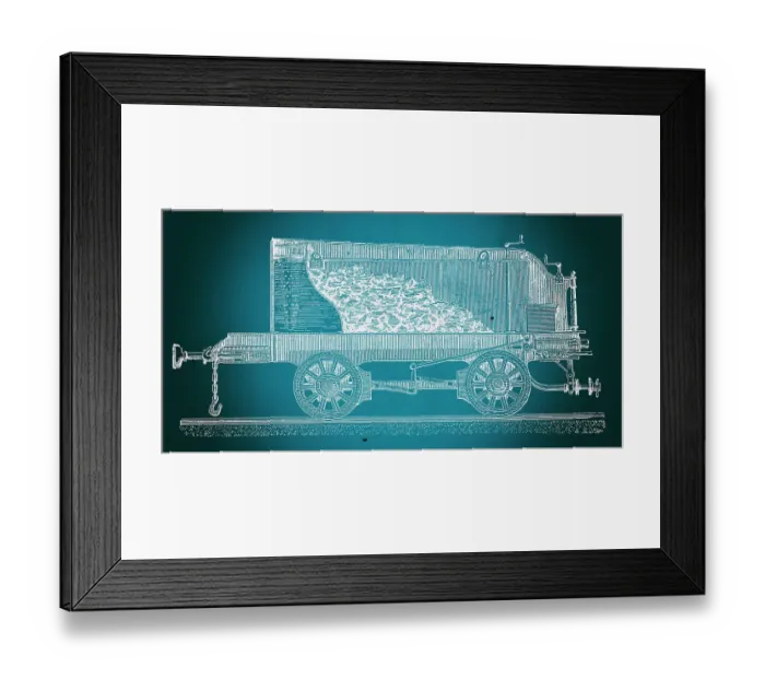 Framed Print : Coal car side cut view blueprint Framed Print : Coal car side cut view blueprint