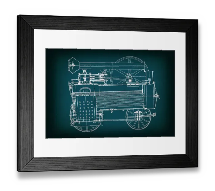 Framed Print : Vintage locomobil blueprint Framed Print : Vintage locomobil blueprint