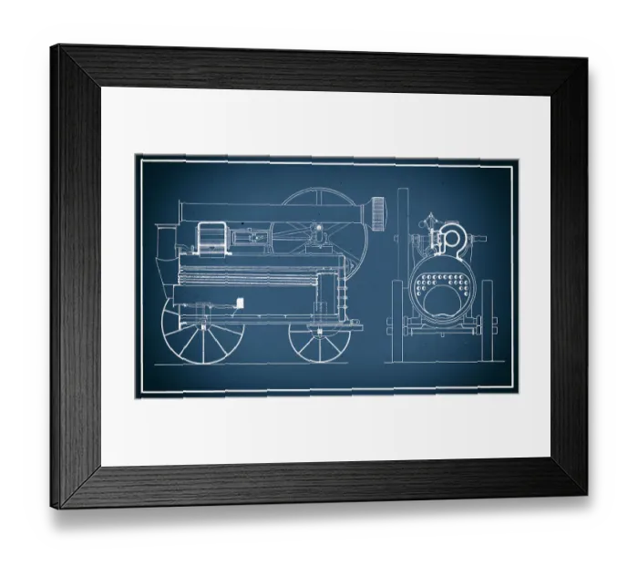 Framed Print : Vintage train blueprint Framed Print : Vintage train blueprint
