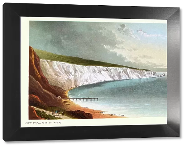 Alum Bay, Isle of Wight, beach and chalk cliffs, Victorian tourist attraction, 19th Century Landscape