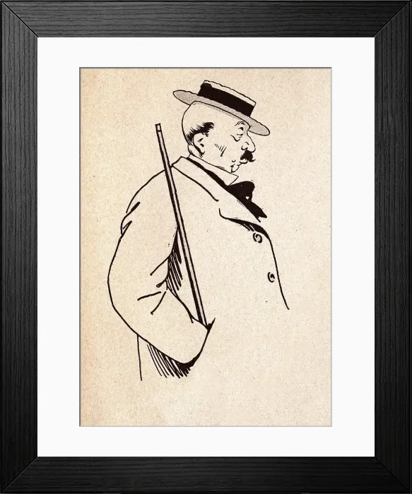 Framed Print : Character sketch of mature man wearing boater hat, French 1890s, 19th Century Framed Print : Character sketch of mature man wearing boater hat, French 1890s, 19th Century