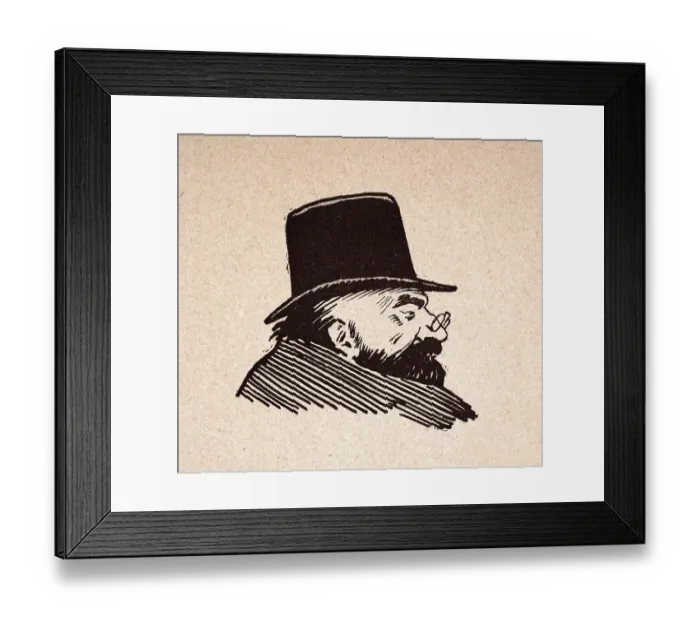 Framed Print : Character sketch of mature man wearing hat and Pince-nez Eyeglasses, French 1890s, 19th Century Framed Print : Character sketch of mature man wearing hat and Pince-nez Eyeglasses, French 1890s, 19th Century