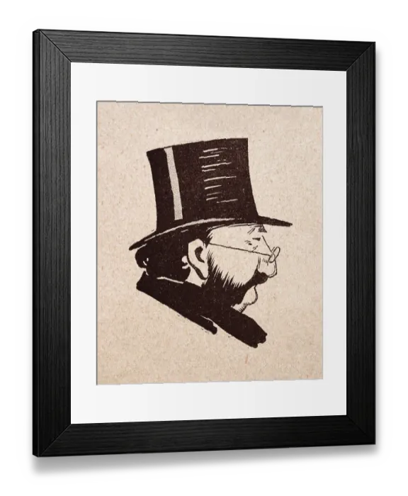 Framed Print : Character sketch of mature man wearing top hat and eyeglasses, sideburns moustache, French 1890s, 19th Century Framed Print : Character sketch of mature man wearing top hat and eyeglasses, sideburns moustache, French 1890s, 19th Century