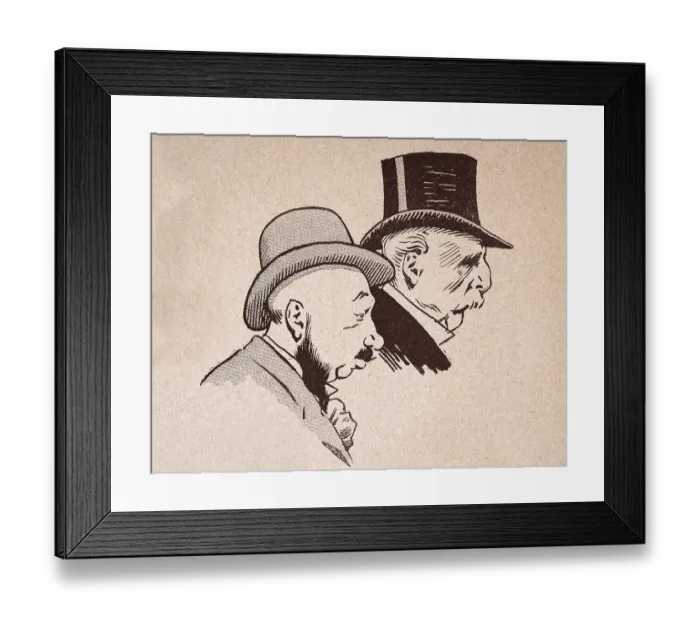 Framed Print : Character sketch of two mature men wearing hats, top hat, bowler, French 1890s, 19th Century Framed Print : Character sketch of two mature men wearing hats, top hat, bowler, French 1890s, 19th Century