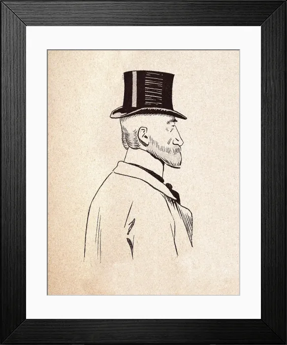 Framed Print : Character sketch of well dressed mature man with beard wearing top hat, French 1890s, 19th Century Framed Print : Character sketch of well dressed mature man with beard wearing top hat, French 1890s, 19th Century