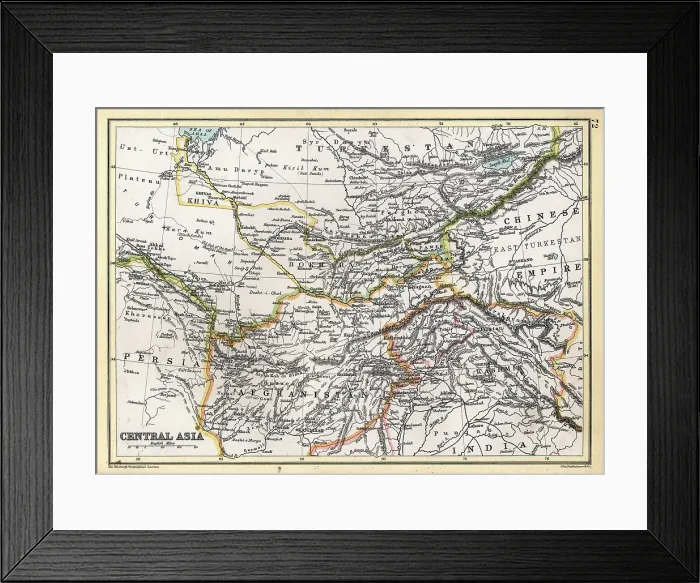 Framed Print : Antique map of Central Asia, Afghanistan, Kashmir, Persia, Turkestan, 19th Century, 1890s Framed Print : Antique map of Central Asia, Afghanistan, Kashmir, Persia, Turkestan, 19th Century, 1890s