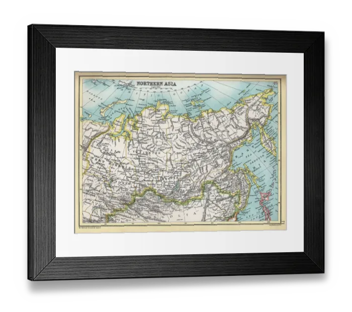 Framed Print : Antique map of Northern Asia, Siberia, 1890s 19th Century Framed Print : Antique map of Northern Asia, Siberia, 1890s 19th Century