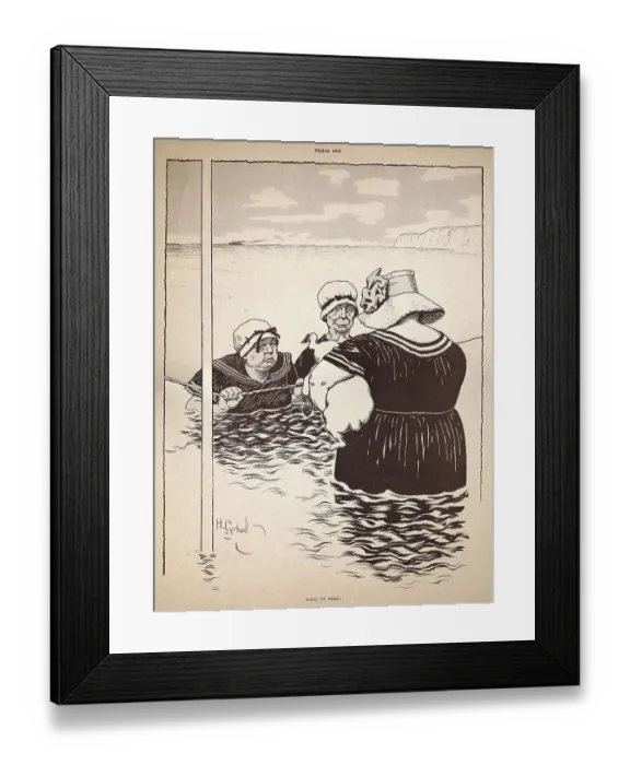 Framed Print : Caricature of Group of mature women bathing in the sea, French 1890s, 19th Century Framed Print : Caricature of Group of mature women bathing in the sea, French 1890s, 19th Century
