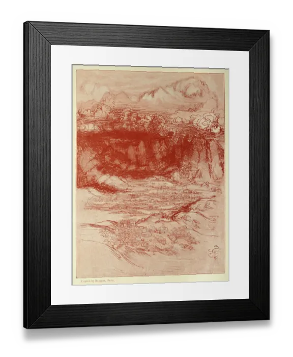 Framed Print : Landscape and a water spout, Early renaissance art, sketch by Leonardo da Vinci Framed Print : Landscape and a water spout, Early renaissance art, sketch by Leonardo da Vinci