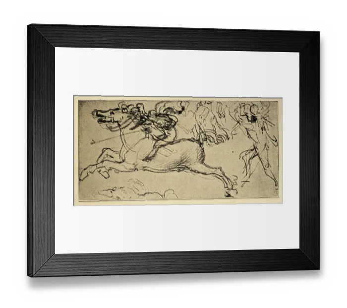 Framed Print : Leonardo da Vinci, Sketch for a battle, Early renaissance art