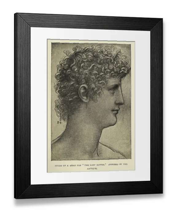 Framed Print : sketch by Leonardo da Vinci, study of a head for the last supper, Early renaissance art Framed Print : sketch by Leonardo da Vinci, study of a head for the last supper, Early renaissance art