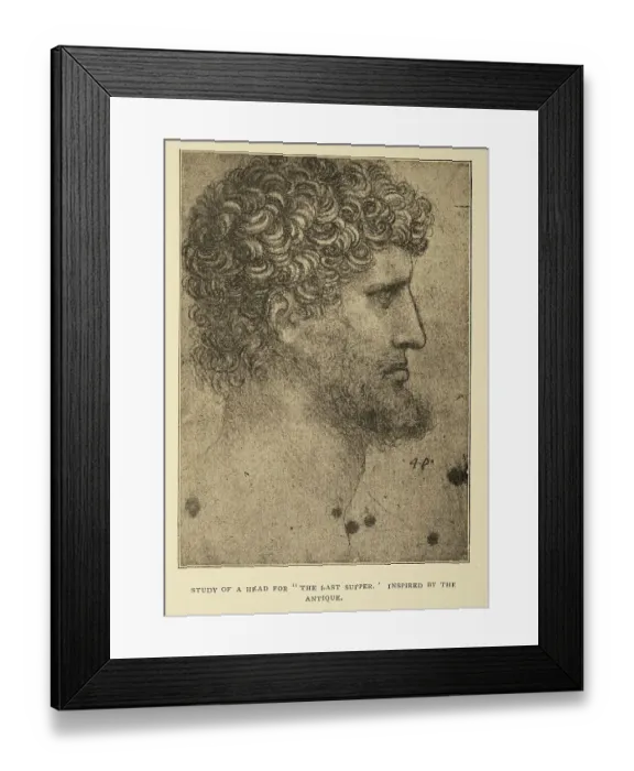 Framed Print : sketch by Leonardo da Vinci, study of a head for the last supper, Early renaissance art Framed Print : sketch by Leonardo da Vinci, study of a head for the last supper, Early renaissance art