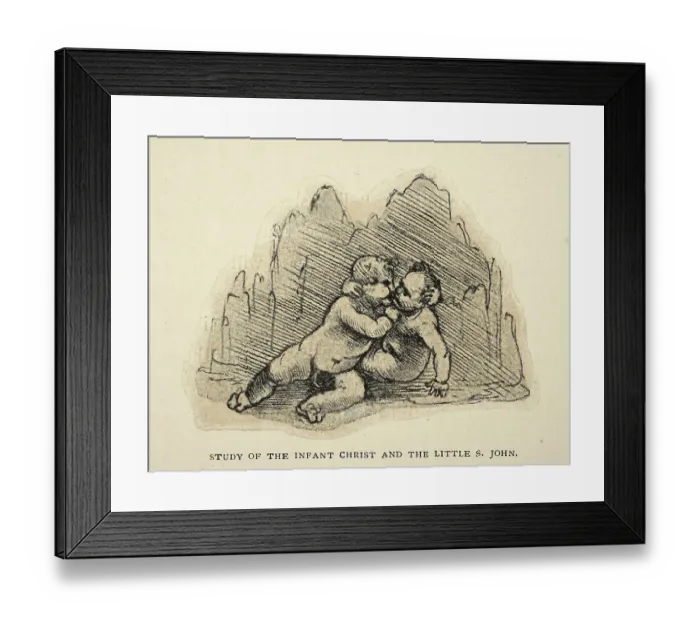 Framed Print : sketch by Leonardo da Vinci, Study of the infant christ and little St John, Early renaissance art Framed Print : sketch by Leonardo da Vinci, Study of the infant christ and little St John, Early renaissance art