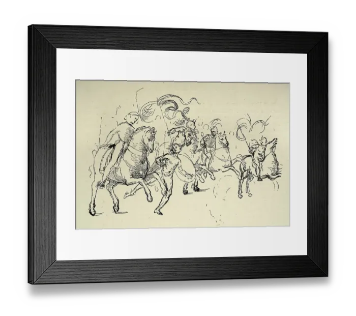Framed Print : After the sketch by Leonardo da Vinci, Man on horseback, solider, warriors, Early renaissance art Framed Print : After the sketch by Leonardo da Vinci, Man on horseback, solider, warriors, Early renaissance art