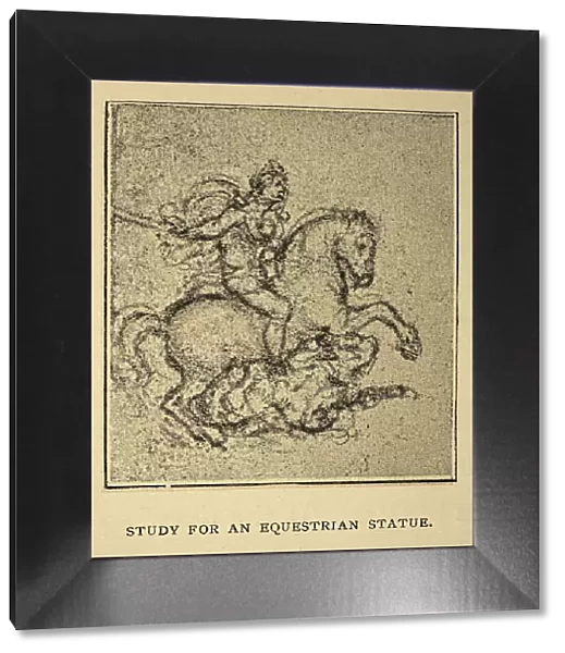 Vintage illustration, After the sketch by Leonardo da Vinci, Study for an equestrian statue, Early renaissance art