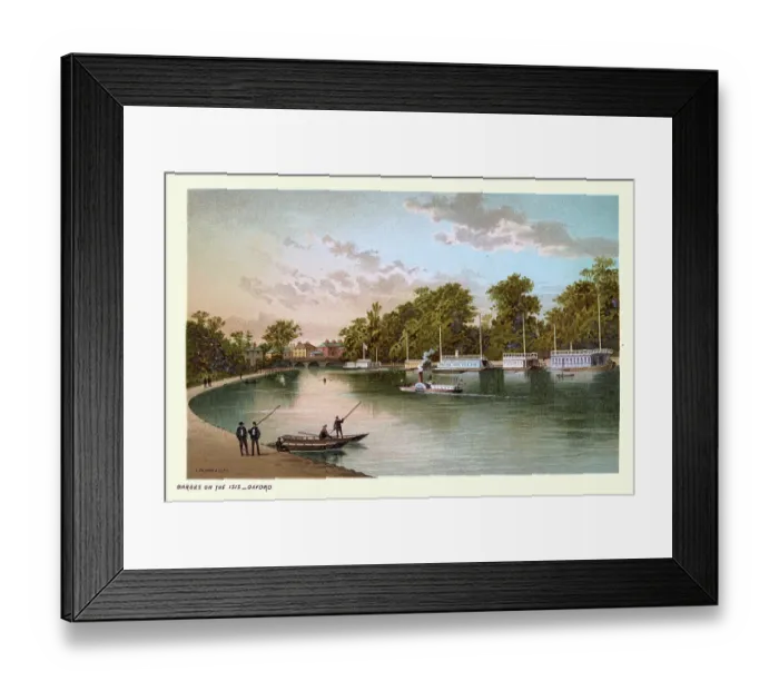 Framed Print : Barges on the Isis (Thames), Oxford, England, 19th Century, Victorian art Framed Print : Barges on the Isis (Thames), Oxford, England, 19th Century, Victorian art