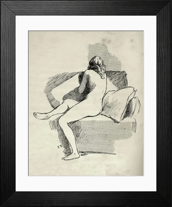 Framed Print : Vintage illustration Life study sketch of a woman from behind, Victorian 19th Century, French Framed Print : Vintage illustration Life study sketch of a woman from behind, Victorian 19th Century, French