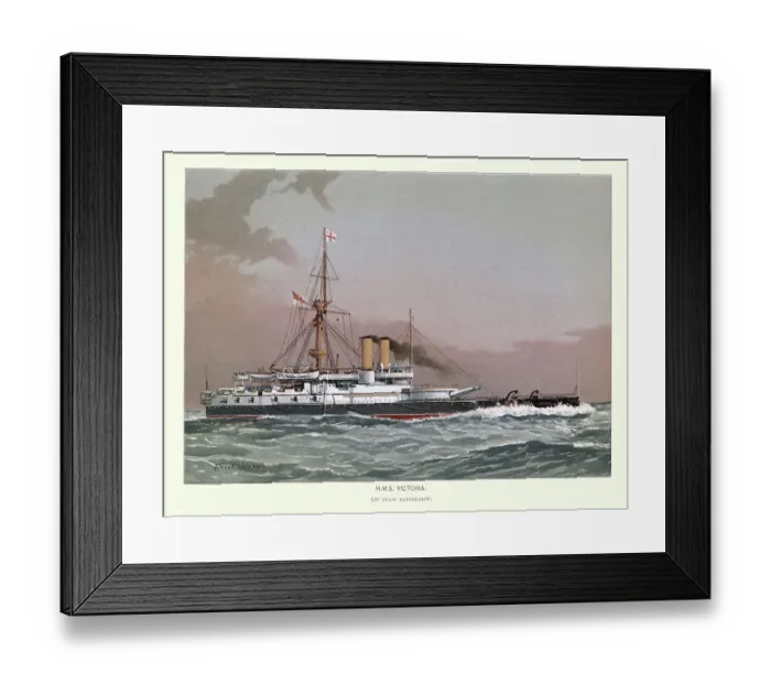 Framed Print : British Royal Navy warship HMS Victoria was the lead ship in her class of two battleships, 19th Century Framed Print : British Royal Navy warship HMS Victoria was the lead ship in her class of two battleships, 19th Century