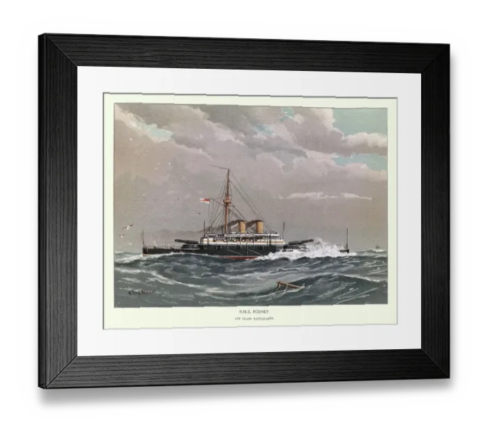 Framed Print : HMS Rodney was a battleship of the Victorian Royal Navy, Warship, 19th Century Framed Print : HMS Rodney was a battleship of the Victorian Royal Navy, Warship, 19th Century