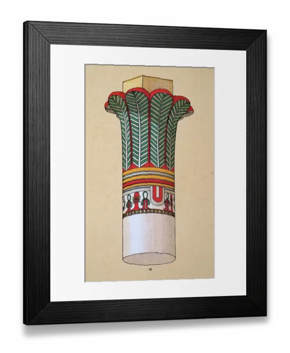 Framed Print : Ancient Egyptian decorative art and architecture, painted column capital from portico of Edfu 145BC, representing palm tree Framed Print : Ancient Egyptian decorative art and architecture, painted column capital from portico of Edfu 145BC, representing palm tree