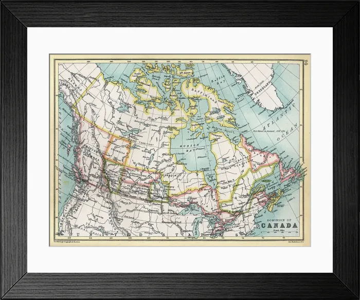 Framed Print : Antique map of Canada in 1890s, Victorian 19th Century Framed Print : Antique map of Canada in 1890s, Victorian 19th Century