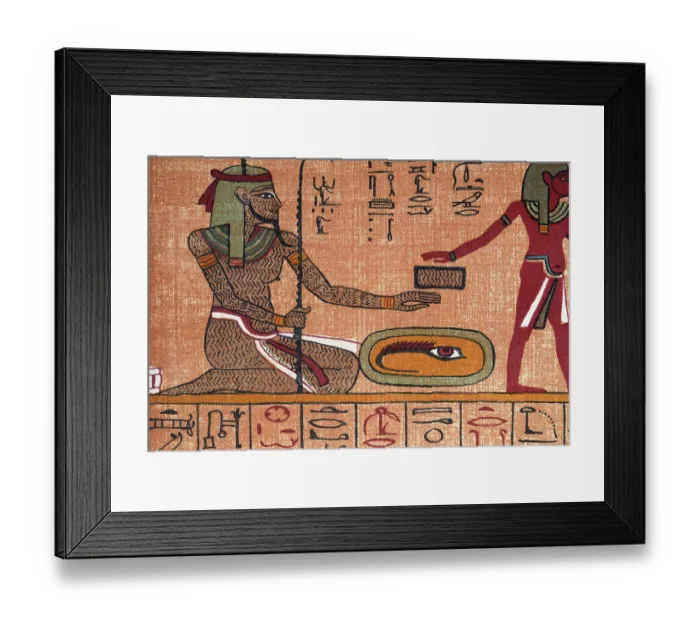 Framed Print : Ancient Egyptian Papyrus, eye of horus and tattooed man Framed Print : Ancient Egyptian Papyrus, eye of horus and tattooed man