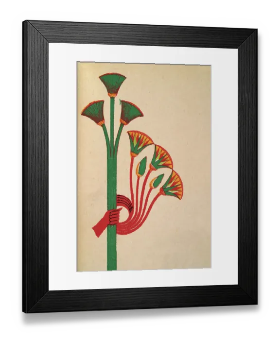 Framed Print : Ancient Egyptian art representation of papyrus plant and lotus flowers