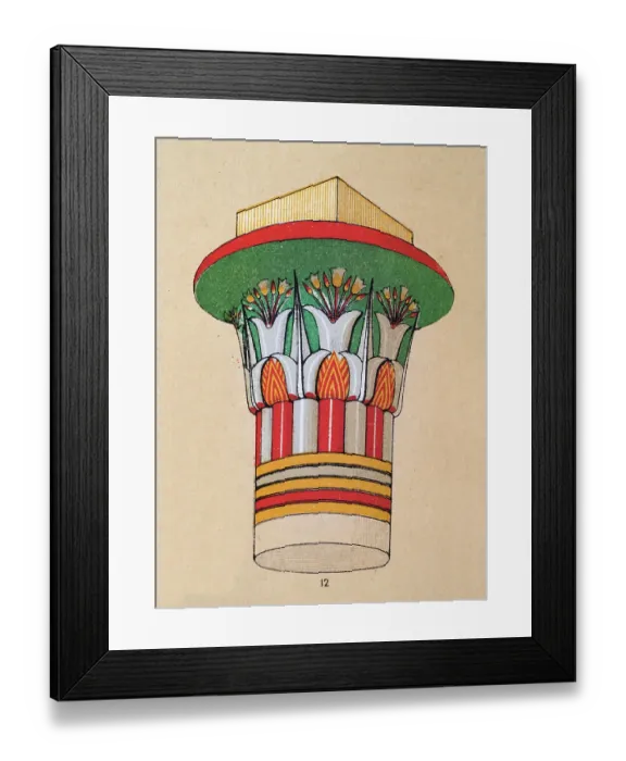 Framed Print : Ancient Egyptian decorative art and architecture, painted column capital from a temple at Koom Ombos Framed Print : Ancient Egyptian decorative art and architecture, painted column capital from a temple at Koom Ombos