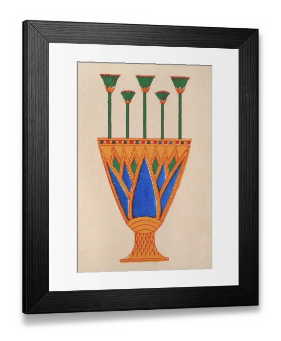 Framed Print : Ancient Egyptian decorative art gold and enamelled vase in the form of the Lotus Framed Print : Ancient Egyptian decorative art gold and enamelled vase in the form of the Lotus