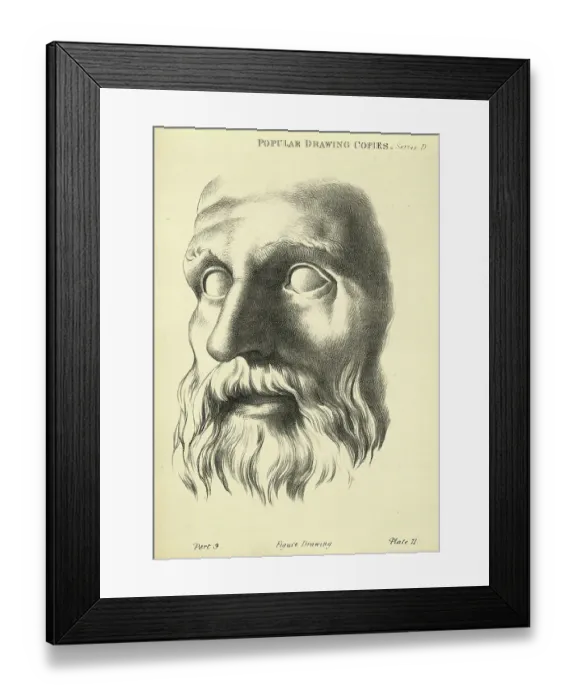 Framed Print : Sketching human face, detail of mature man's face, flowing beard moustache, Victorian art figure drawing copies 19th Century Framed Print : Sketching human face, detail of mature man's face, flowing beard moustache, Victorian art figure drawing copies 19th Century