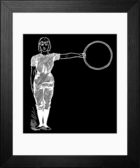 Framed Print : Old engraved illustration of Hygienic Gymnastics, healthy lifestyle - hoop exercises
