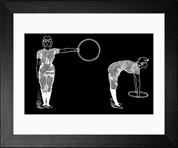 Framed Print : Old engraved illustration of Hygienic Gymnastics, healthy lifestyle - hoop exercises Framed Print : Old engraved illustration of Hygienic Gymnastics, healthy lifestyle - hoop exercises