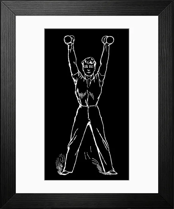 Framed Print : Old engraved illustration of Hygienic Gymnastics, healthy lifestyle - dumbbell exercises