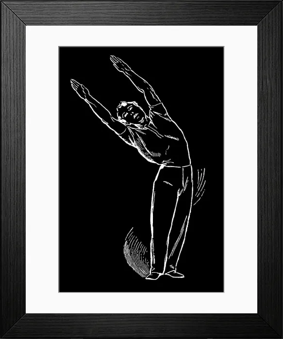 Framed Print : Old engraved illustration of Hygienic Gymnastics, healthy lifestyle - leg, body and arm exercises