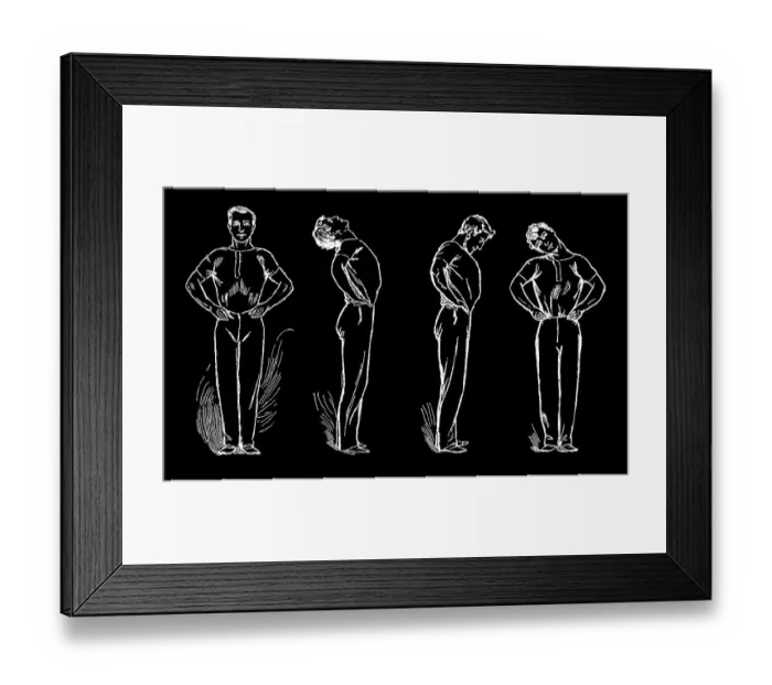 Framed Print : Old engraved illustration of Hygienic Gymnastics, healthy lifestyle - leg, body and arm exercises
