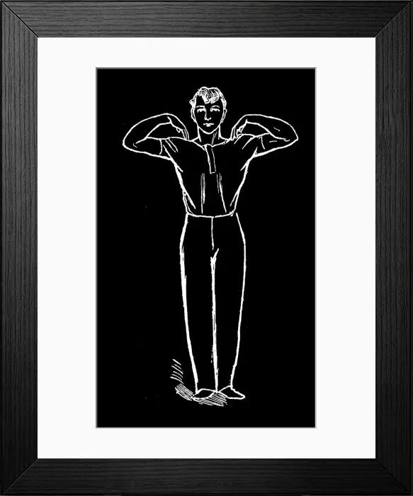 Framed Print : Old engraved illustration of Hygienic Gymnastics, healthy lifestyle - leg, body and arm exercises