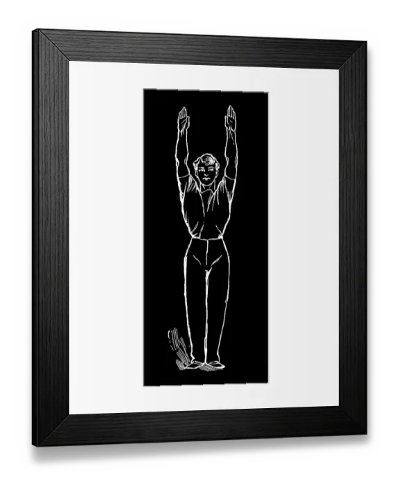 Framed Print : Old engraved illustration of Hygienic Gymnastics, healthy lifestyle - leg, body and arm exercises