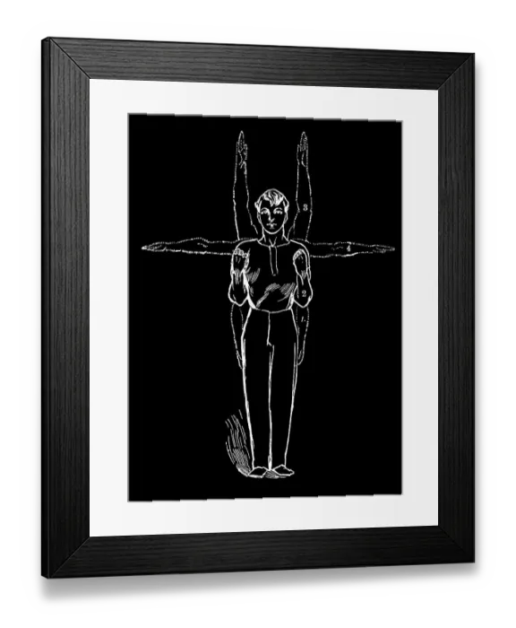 Framed Print : Old engraved illustration of Hygienic Gymnastics, healthy lifestyle - leg, body and arm exercises