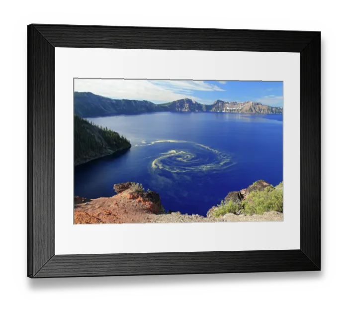 Framed Print : Giant swirl of pollen at Crater Lake National Park Framed Print : Giant swirl of pollen at Crater Lake National Park