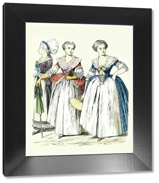 Women's fashions of the 18th Century, German Mannheim and Strasburg, crinoline skirts, History Period costumes