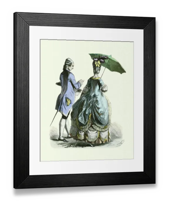 Framed Print : Period costumes of late 18th Century, Noble couple