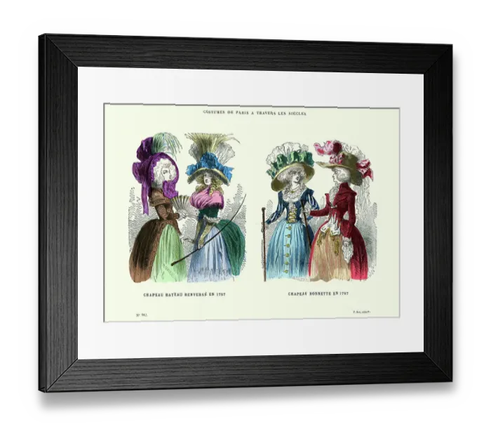 Framed Print : History of Fashion, Womens French Costumes 18th Century Framed Print : History of Fashion, Womens French Costumes 18th Century