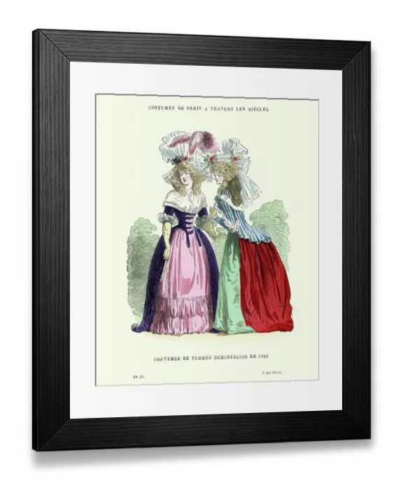 Framed Print : History of Fashion, Womens costumes of the late 18th Century