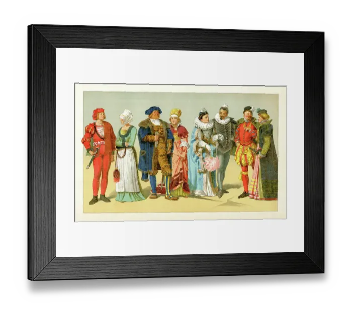 Framed Print : Period costume from 16th century Europe Framed Print : Period costume from 16th century Europe