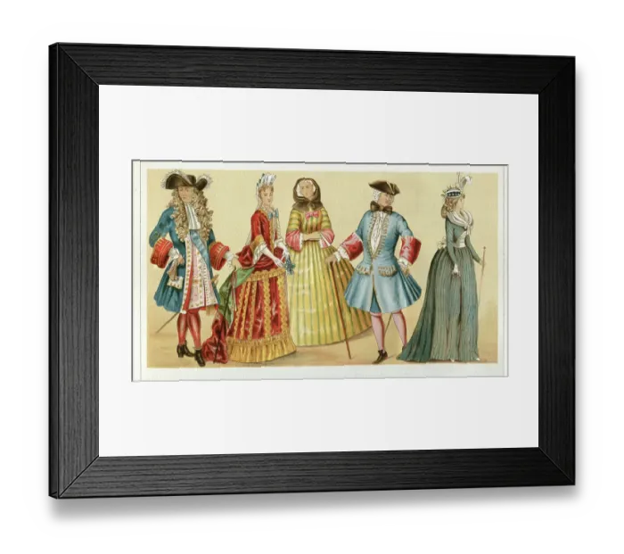 Framed Print : France traditional clothing Louis XIV 17th century Framed Print : France traditional clothing Louis XIV 17th century