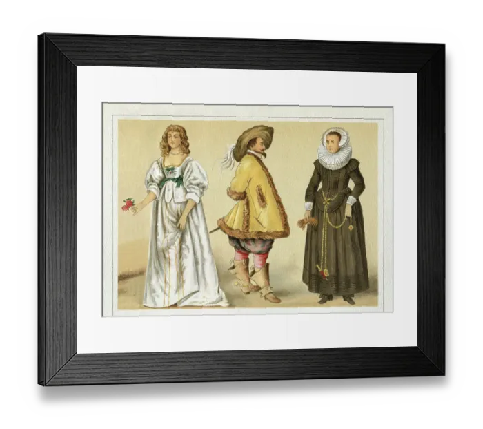 Framed Print : Traditional clothing England and Germany 17th century Framed Print : Traditional clothing England and Germany 17th century