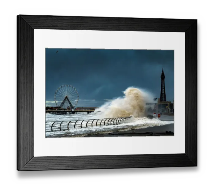 Framed Print : Storm batters Blackpool with massive waves