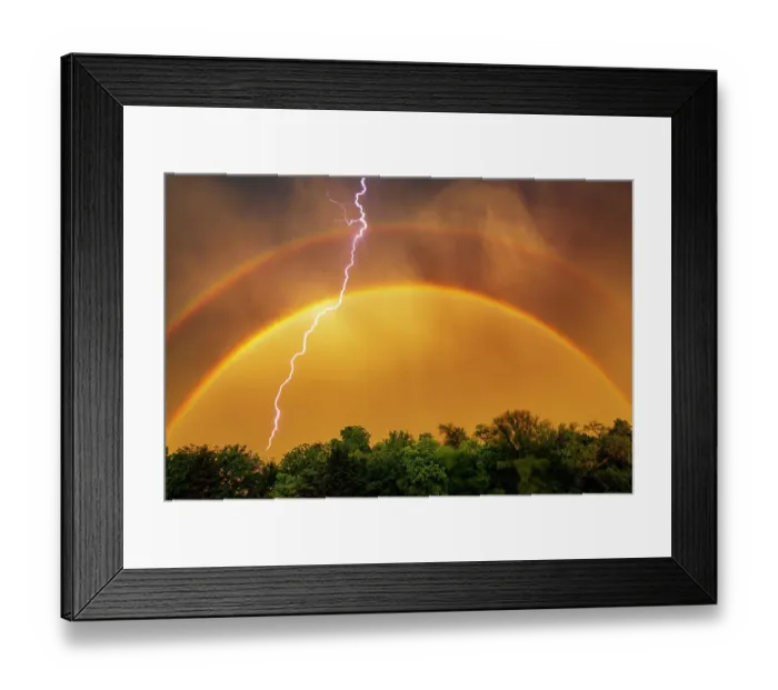 Framed Print : Edmond lightning with a double rainbow, Oklahoma. USA Framed Print : Edmond lightning with a double rainbow, Oklahoma. USA