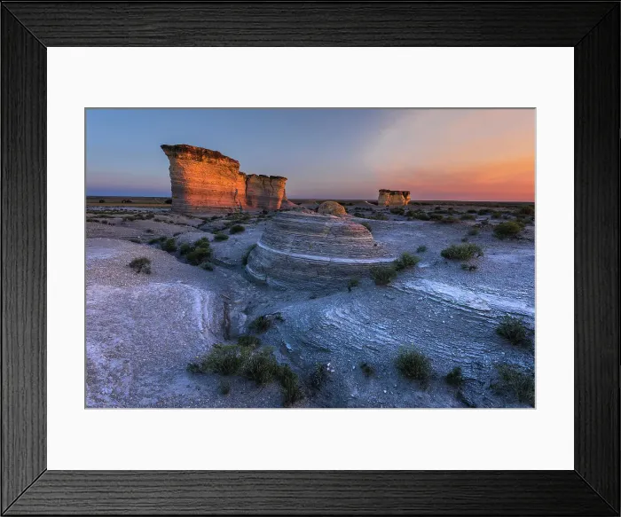 Framed Print : Dusk at Monument Rocks, Kansas Framed Print : Dusk at Monument Rocks, Kansas