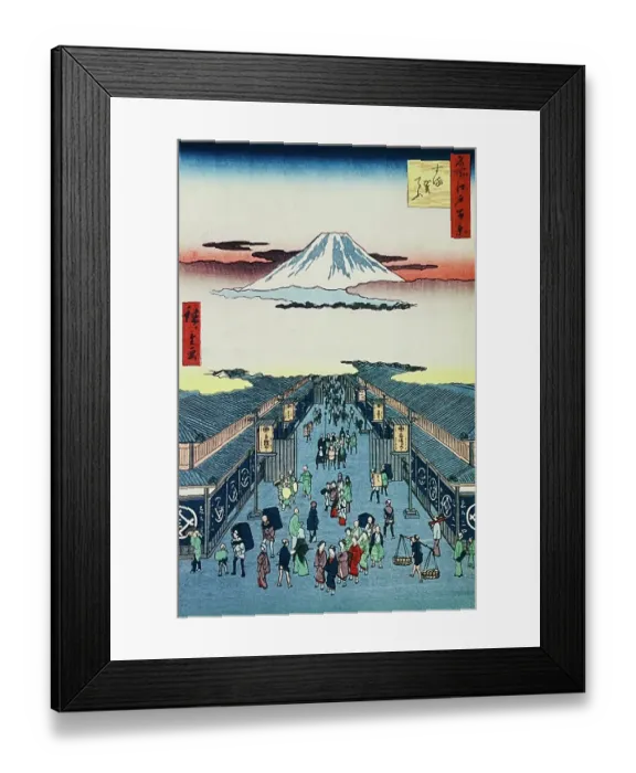 Framed Print : Tokyo street scene 1856, Mt. fuji Framed Print : Tokyo street scene 1856, Mt. fuji
